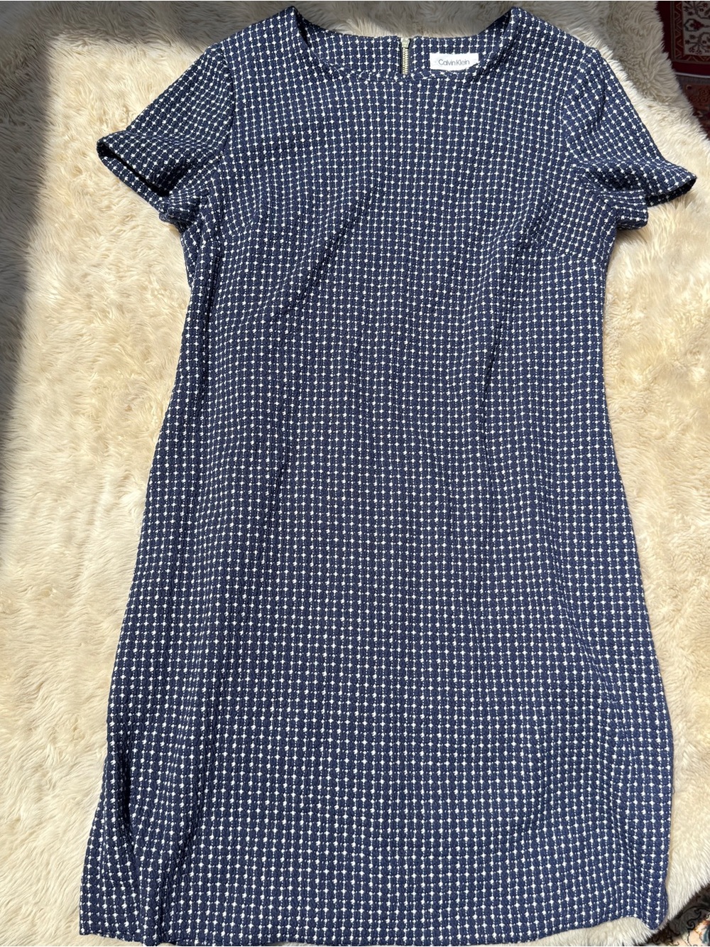 Calvin klein Navy Printed Short-Sleeve Shift Dress